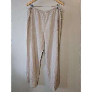J. Jill 100% Linen Drawstring Waist Pants Natural Oatmeal Tapered Large